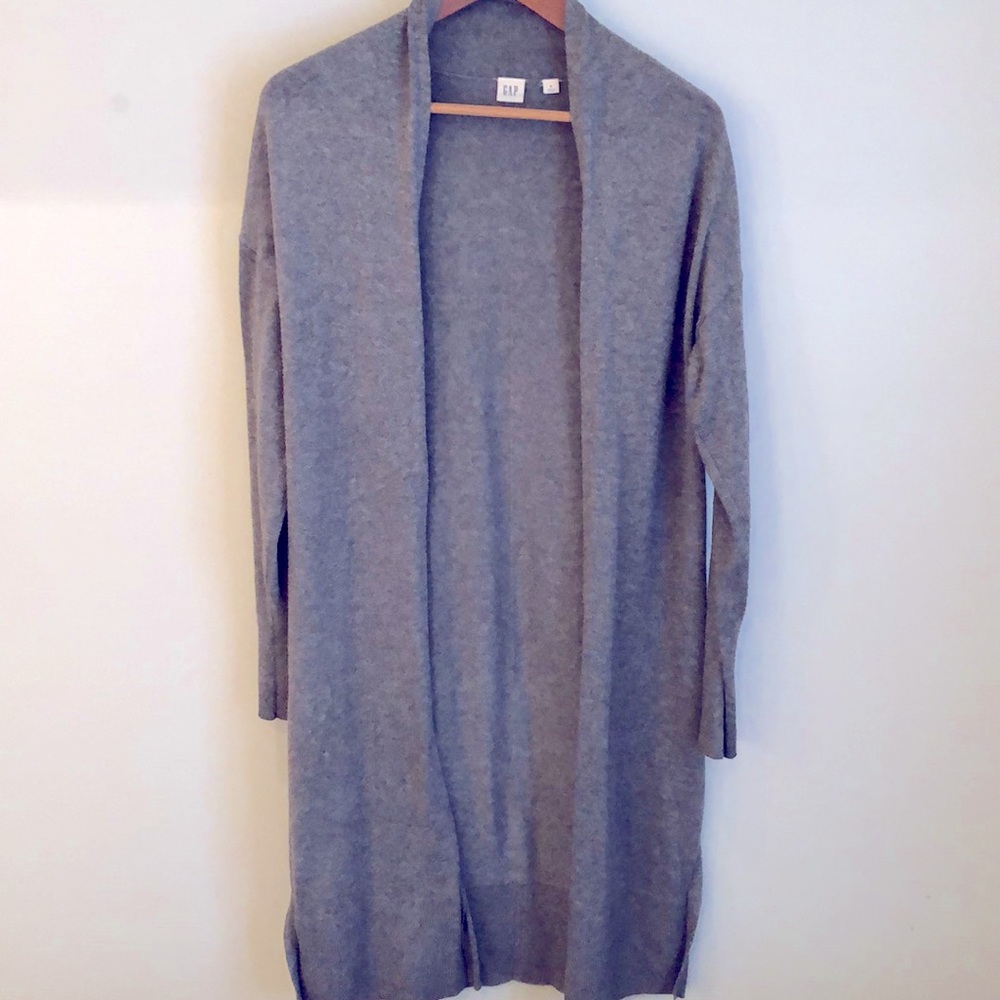 Long open front duster cardigan